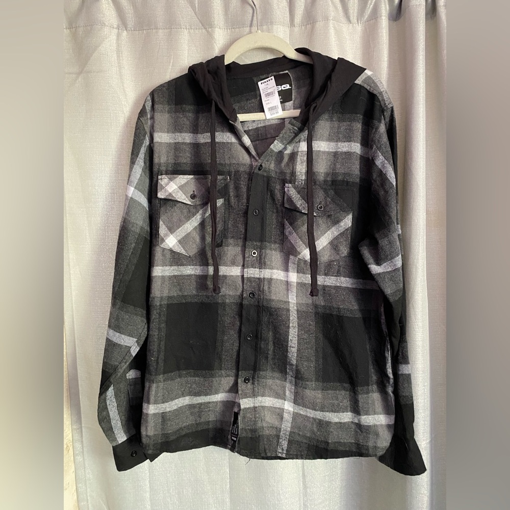 NWT Tilly’s Men's Plaid Hooded Shirt Jacket size large